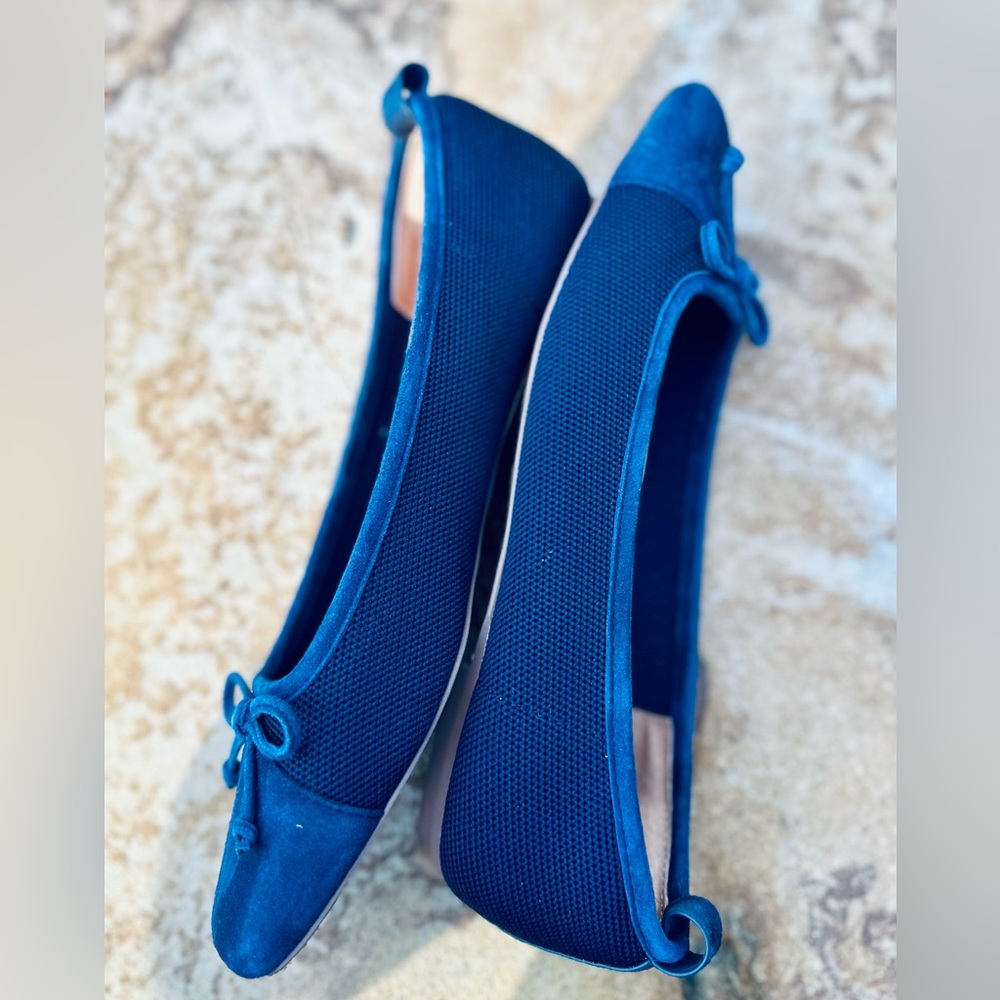 Eric Javits Women's Parris Navy Leather Ballet Flat 🥿 Size 7🥿 Navy Blue - Picture 5 of 11